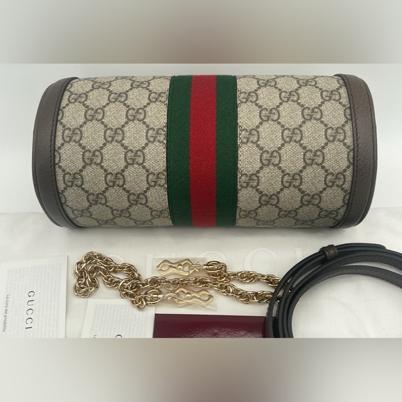 NEW!  GUCCI BARREL GG SUPREME OPHIDIA ZIP CROSSBODY SHOULDER BAG AUTHENTIC - Picture 12 of 14